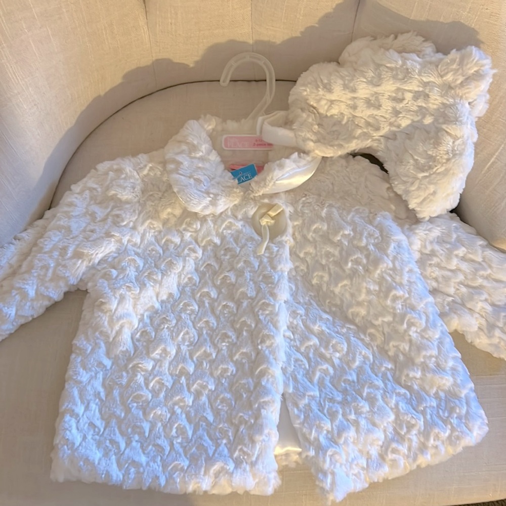 Children’s Place infant faux Lamb Fur Coat and Hat Set